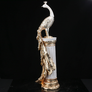 Chinois sculpture bureau en céramique animal résine statue de paon décor à la maison paon - Product Image 2