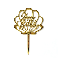 Décoration de gâteau Joyeux Anniversaire en plastique doré effet miroir, motif coquille, argent et or rose, fournitures de fête