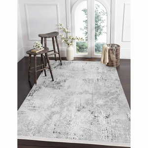 Alfombra de terciopelo azul y blanco lavable de 10 mm, tejido abstracto de poliéster antideslizante, venta al por mayor de Turquía, tamaño personalizado, OEM, ODM, fábrica moderna - Product Image 1