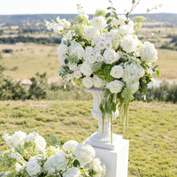 Décorations de boules de fleurs artificielles de luxe en soie, roses et hortensias verts et blancs, légers, faits à la main, réalistes, en gros