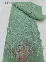 CHOCOO Tissu en dentelle à paillettes brodées en gros, tulle à sequins et perles, tissu en dentelle blanche à fleurs 3D pour robe