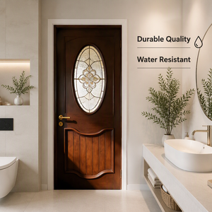 Puertas de Madera Compuesta Lacada en <span class=keywords><strong>Caoba</strong></span> con Vidrio Tiffany para Hotel, Dormitorio, Apartamento, Villa, Impermeables - Product Image 2