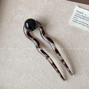 13厘米闪亮发髻平底锅马尾辫U形法国发夹球发夹叉子配件女性女孩U形发夹 - Product Image 6