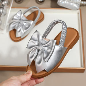 BSCI/Smeta/Sedex/Higg/GRS fabbrica all'ingrosso Logo personalizzato <span class=keywords><strong>bambina</strong></span> <span class=keywords><strong>oro</strong></span> <span class=keywords><strong>sandali</strong></span> Bowknot elastico in tessitura principessa pantofola sandalo - Product Image 5