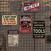 Juego de Letreros Metálicos con Temática de Garaje Vintage, Decoración Retro para Pared de Garaje, Taller o Cuarto de Hombre