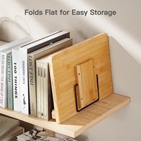 Support de lecture réglable pour tablette, livre de cuisine, maison, bureau, pliable, avec fixation des pages, en bambou