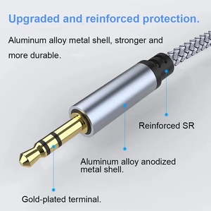 Кабель USB-C - 3.5 мм AUX (штекер-штекер) Hi-Fi аудиокабель для подключения автомобильной стереосистемы и колонок, в оплетке из нейлона, длина 1 м, с алюминиевыми коннекторами - Product Image 3