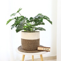 Prêt à expédier taille personnalisée couleur décor à la maison ronde fait à la main coton corde panier pour fleur arbre plantes vertes