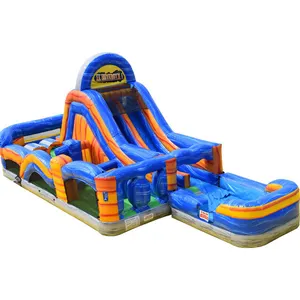 Custom Bouncy Castle Thema Kleine Kids Fun Run Opblaasbaar Obstakel Spel Speelgoed Obstakel Met Glijbaan Combo Opblaasbaar Glijbaan Kasteel