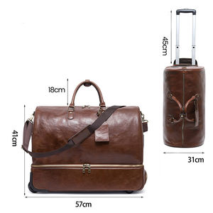 패션 디자인 더플 백 확장 가능한 롤링 여행 가방 비건 가죽 트롤리 수하물 가방 부드러운 바퀴 운반 - Product Image 4