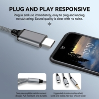 Câble audio auxiliaire Justlink 3-en-1 3,5 mm vers Type-C tressé HiFi stéréo pour haut-parleur de voiture, téléphone, iPhone