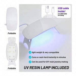 Kit de Resina para Hacer Aretes TOYSRUNNER, Resina UV Transparente, Lámpara LED, Moldes de Silicona, Láminas de Purpurina, Flores, Colgantes - Product Image 2