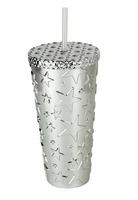 Nouveau modèle, série de gobelets à eau en plastique à texture étoilée, ensemble de cinq pièces avec paille, cadeaux d'affaires, réutilisables et écologiques, 24 oz