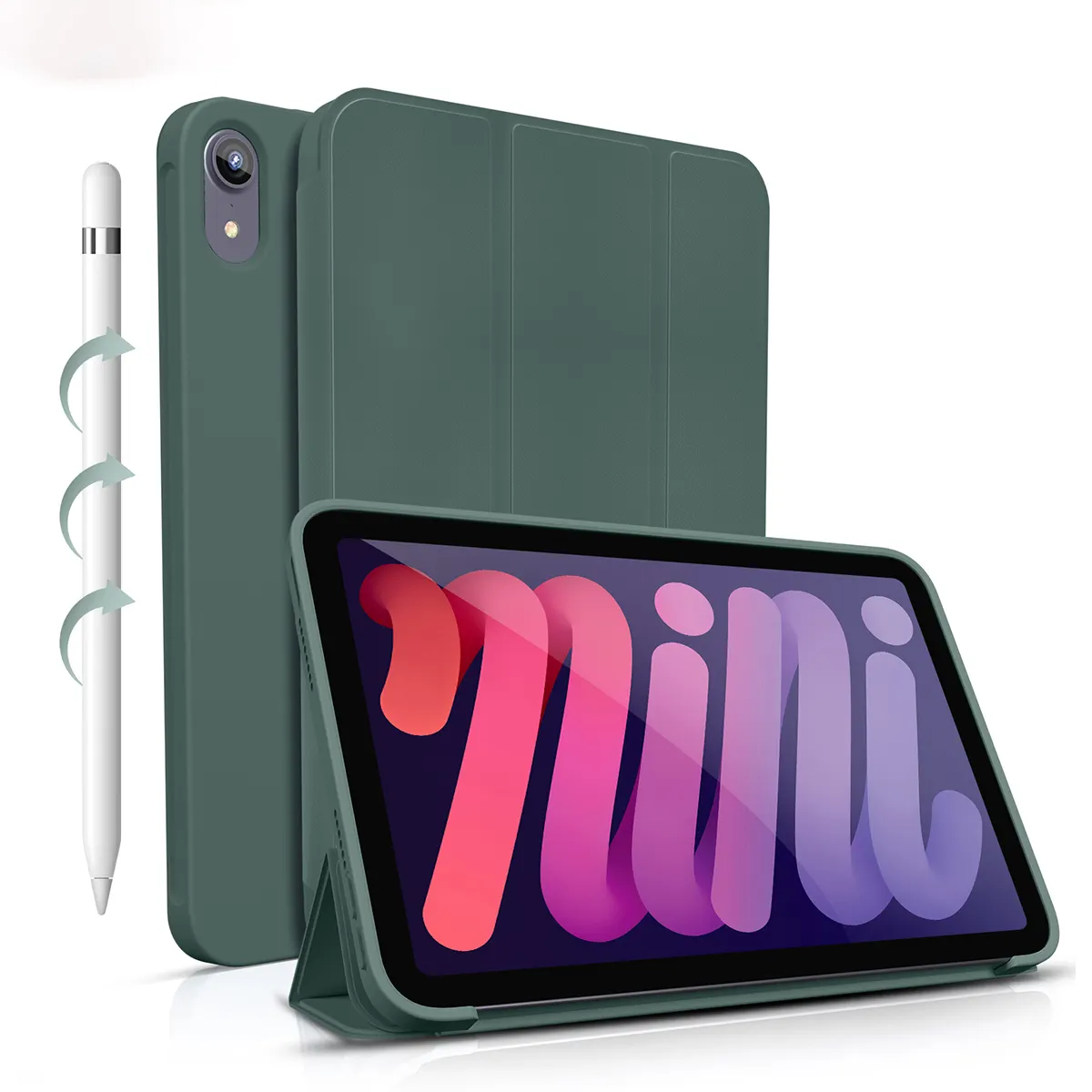 Magnetic Case Tri fold Stand Smart Cover for iPad Mini 6 8.3 inch Soft TPU Silicone Shockproof Cover for iPad Mini 1 2 3 4 5 7.9