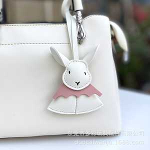 Breloque de sac en cuir Junqin en forme de lapin 8x10cm, pendentif animal décoratif pour rétroviseur de voiture, pendentifs tendance - Product Image 5