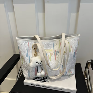 Nuevos Bolsos Tote Grandes de Lona para Mujer 2024 Bolsos de Mano Kawaii y Lindos para Mujer Bolsos de Moda Color Arcoíris para el Trabajo - Product Image 3