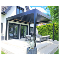 Pergola Bioclimatique Motorisée à Lames Orientables en Alliage d'Aluminium - Imperméable, Résistante au Vent, Thermolaquée, Facile à Assembler, Style Naturel Chinois
