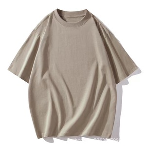 T-shirt décontracté pour <span class=keywords><strong>homme</strong></span> en coton pur respirant et anti-humidité, coupe ample, col rond, manches courtes, couleur unie, protection solaire, 200g - Product Image 4