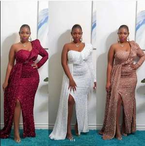 Autunno e inverno africano abiti nuovi <span class=keywords><strong>monospalla</strong></span> abiti lunghi donna con perline abiti da sera Sehe moda - Product Image 2