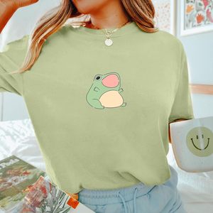 FOXA เสื้อยืดลายกบสุดน่ารักผู้หญิงผ้าฝ้าย 100% ฤดูร้อนแขนสั้นสไตล์คอทเทจคอร์ที่สวยงาม - Product Image 2