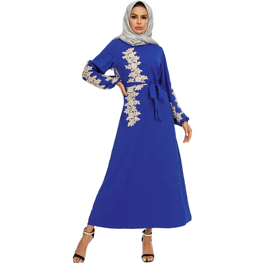 Atacado dubai malásia vestidos longos mubarak robe bordado hijab islâmico caftan marrocos vestidos musculares