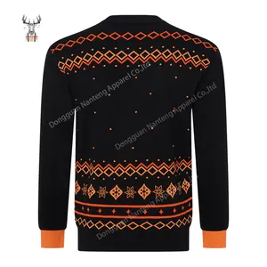 Nanteng Custom Winter Crew Neck Pullover Knit For Adults Argyle Pattern Jacquard Striped Acrylic Ugly Xmas Men Christmas Sweater