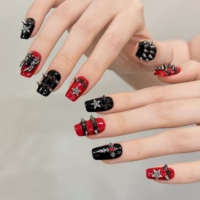 Design #3083 Marque Privée Style Punk Fait à la Main 10Pcs Appuyez sur les Ongles Thème Halloween Y2K Forme Carrée Gothique Nail Art