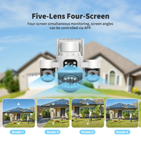 Caméra solaire Hieasy 20MP AOV 5 objectifs 4 écrans Zoom 18x Carte SIM 4G LTE Suivi humain Alarme Enregistrement 24h/24 et 7j/7 Sécurité CCTV