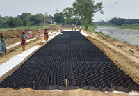 Géocell en HDPE texturé pour la protection des murs de soutènement verticaux, Géocell en nid d'abeille 3D pour la stabilisation des talus