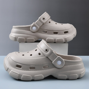 Men's Platform <b>Clogs</b> Breathable Non Slip Height Increasing Closed Toe EVA Outsole Summer Beach Slippers For Couples - Product Image 2