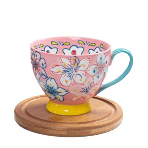 Dessiné à la main Vintage Style courtois tasse à eau en céramique fleur tasse ménage résistant aux hautes températures sous glaçure couleur tasse créative - Product Image 5