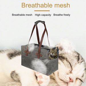 Free sample Portable Soft-Sided Wax Canvas Portable Outdoor Safety Dog <b>Cat</b> Pet <b>Carrier</b> Tote Purse <b>Bag</b> With Adjustable Tether - Product Image 4