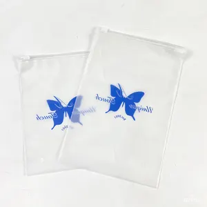 50 PCS MOQ Custom Blue Logo Matte Eva Zip Lock Bag EVA Clothes Frosted Packaging Zipper Plastic Bag For Clothing