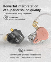 Écouteurs filaires KZ HBB DQ6S, basses HIFI, écouteurs intra-auriculaires, moniteur intra-auriculaire, réduction de bruit, musique, casque de sport