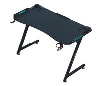 Bureau de jeu robuste noir multicolore pour la maison et le bureau, table de jeu pour gamer avec éclairage RGB, table d'ordinateur de bureau