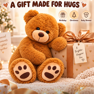 Orsacchiotto di Peluche Marrone Morbido di Alta Qualità 20 Pollici, Giocattolo Peluche con Impronte di Zampe, Adorabile Compagno per Abbracciare, Coccolare e per la Nanna - Product Image 4