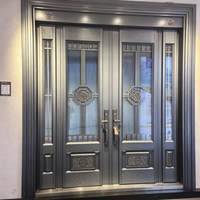 Porte d'entrée personnalisable en acier inoxydable pour villa de luxe, avec serrure intelligente antivol, isolation thermique et insonorisation, pour chambre et usage commercial