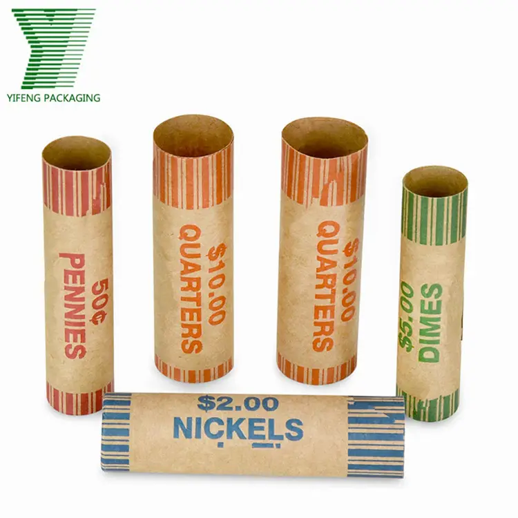 Wholesale eco-friendly designer Assortment Pack coin wrappers Pennies Nickels dimes Durable kraft Paper Preformed Paper Tubes