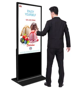 ตู้ตั้งพื้น 32-86 นิ้ว Android วิดีโอเครื่องเล่นโฆษณา LCD อุปกรณ์ในร่ม Totem จอแสดงผลป้ายสัมผัสแบบดิจิตอล