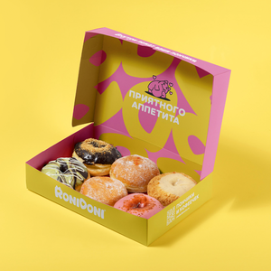 Scatole Monouso per Mochi Donut con Logo Personalizzato, Ecologiche, in Carta Kraft a Parete Singola per Pasticcerie - Product Image 1