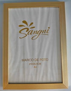 <b>Gold</b> Grid Textured PS Foam Photo <b>Frame</b>, <b>A4</b> Size (21×29.7cm) - Tabletop & Wall Mountable - Product Image 4