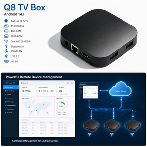 Boîtier Smart TV Q8 Android 14 S905Y4 4G 32G 4K WIFI BT 5.0 Widevine L1 1 pièce MOQ Animation de démarrage personnalisée <span class=keywords><strong>Application</strong></span> CMS Push Fournisseur d'usine - Product Image 5