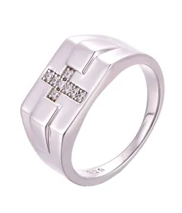 Kustom OEM perhiasan halus cincin berlian emas 925 perak murni batu permata meditasi pernikahan logam pertunangan pria untuk wanita Saya 2 buah