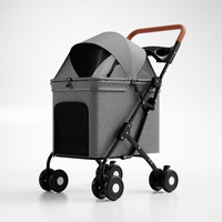 Poussette pliable pour animaux de compagnie Lanka pour chats et chiens, en acier carbone, couleur noir/gris, multifonctionnelle, outil de promenade pour chien toutes saisons