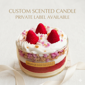 Vela Aromática con Aroma a Postre de Fresa al por Mayor |   <span class=keywords><strong>Cera</strong></span> de Soja de Marca Privada para Eventos |   Suministros B2B de Fragancias para <span class=keywords><strong>el</strong></span> Hogar Hechas a Mano al por Mayor - Product Image 1