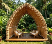 Direkt vom Hersteller: Wasserdichter, feuerfester Reetdach-Pavillon im Segelboot-Stil aus pulverbeschichtetem Stahl für den Garten und Außenbereich