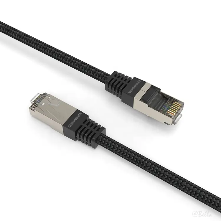 Cat6A Ethernet kablosu örgülü SFTP Gigabit yüksek hızlı 1000Mbps Internet kablosu RJ45 korumalı ağ LAN kablosu siyah Pass Fluke 6ft