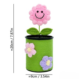 Vendita calda fatta a mano a uncinetto <span class=keywords><strong>girasole</strong></span> Bouquet custodia matita in piedi ornamenti da scrivania per regali di festa a casa - Product Image 4