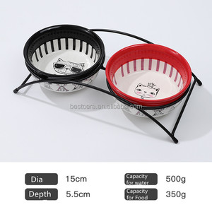 Cuencos de porcelana de alta calidad para mascotas para perros, comedero de agua y comida para mascotas, cuenco de cerámica para mascotas con soporte de hierro - Product Image 5