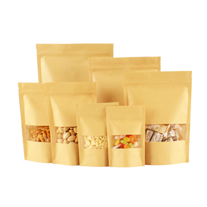 Trong Kho Nắp Kéo Thân Thiện Với Môi Bao Bì Thực Phẩm Dây Kéo Túi Doypack Ziplock Nâu Kraft Giấy Thủ Công Đứng lên Túi Với Cửa Sổ - Product Image 2